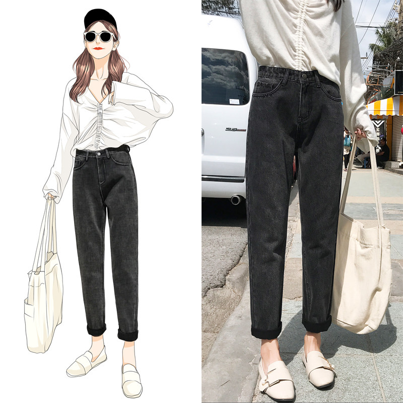 哈伦直筒宽松秋季2020年新款牛仔裤 vivilung牛仔裤