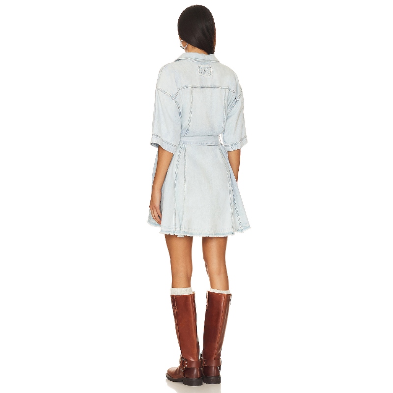 Free People Jenny Denim Tunic Dress In Light Indigo Comborev - 图1