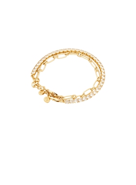 Ettika Crystal & Oval Chain Bracelet Set  revolve小众新款