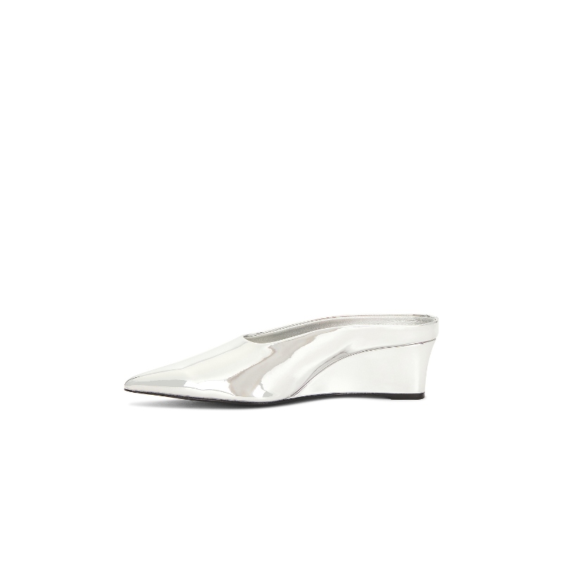 SIMONMILLER POINTED GALA WEDGE 浅口高跟鞋 金属银色REVOLVE小 - 图3