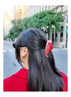 Solar Eclipse HAND-PAINTED CARP LANTERN CLAW HAIR CLIP 手绘