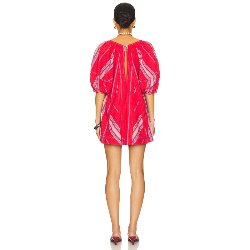 【海外直邮】Free People 红色条纹连衣裙波西米亚风短裙REVOLVE - 图1