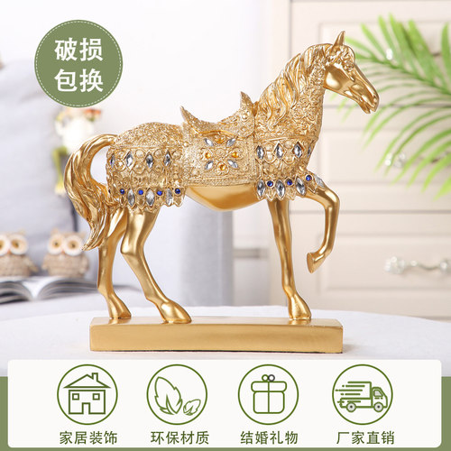 欧式轻奢高档招财马树脂工艺品客厅电视柜酒柜装饰品摆件商务礼品 - 图1