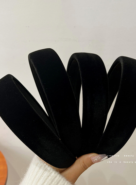 黑色秋冬丝绒高颅顶海绵发箍女洗脸化妆发窟压百搭外出发发卡头箍