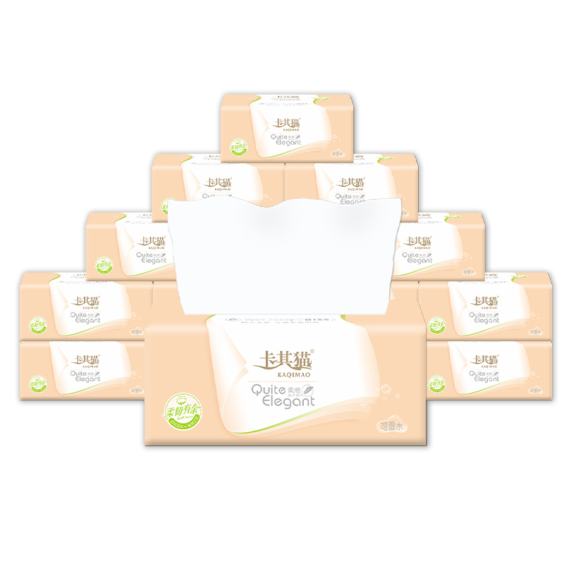 卡其猫纸巾抽纸卫生纸家用整箱实惠装15包柔感B133餐巾纸面巾纸 - 图3