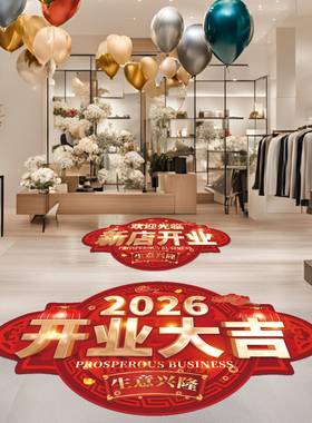 2026开业大吉布置装饰商场地贴纸
