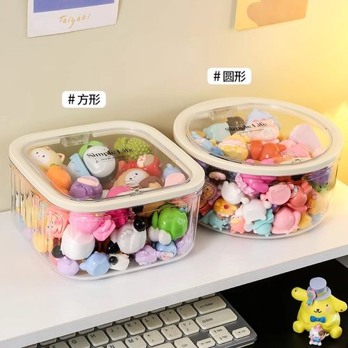 萌粒收纳罐迷你食手办玩盲盒展示盒透明贪吃崽松松蛋仔摆件置物架 - 图2