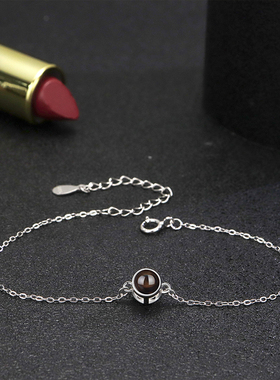 100种语言我爱你投影手链女纯银微雕定制刻字照片手环情人节礼物