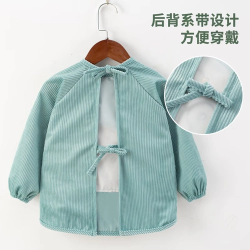 Детский водонепроницаемый фартук, бархатный нагрудник для еды, демисезонный лонгслив, анти-грязь, сзади на завязках