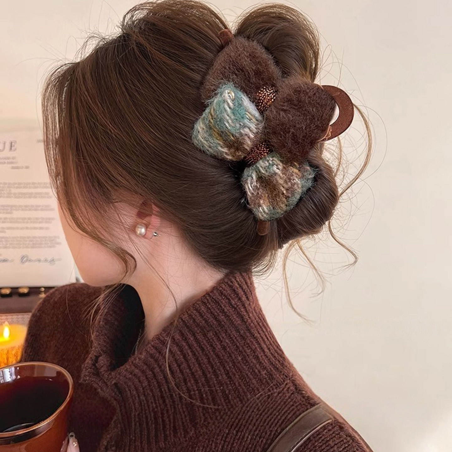 小香风蝴蝶结抓夹女2025新款高级感秋冬鲨鱼夹后脑勺发夹夹子发饰,淘宝优惠券,粉丝福利购,淘宝优惠卷