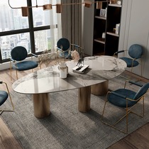 Willpower light and luxurious drop rock plate table now designer Jane about small family Pandora oval dining table