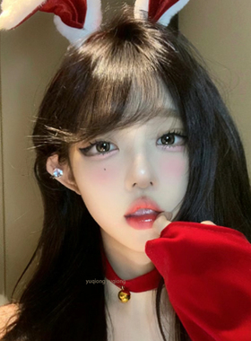 圣诞节choker颈带铃铛项链红色丝绒蝴蝶结锁骨链秋冬脖子配饰项圈