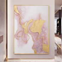 Hand-painted Oil Painting Gold Leaf Pink Abstract Xuanguan Decoration Painting Modern Light Lavish Living Room Sofa Background Wall Custom Hanging Painting