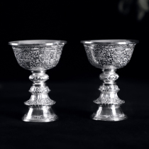 Nepal pure silver ghee lamp base for lamp holder large caliber about 7 5cm one