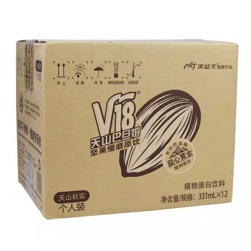 新疆V18天山巴旦姆坚果饮料植物蛋白装整箱331ml*12瓶巴旦木 - 图2