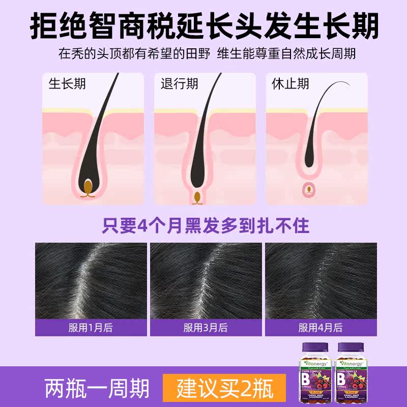 维生素b6防脱发掉头发b族复合肌醇 Vitanergy海外B族维生素