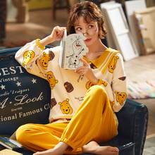 甜美公主翻领长袖纯棉套装睡衣女