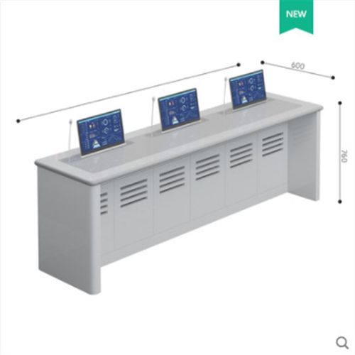 烤漆会议培训桌长条形桌会议台升降器显示屏条桌会议室简约培训桌 - 图3