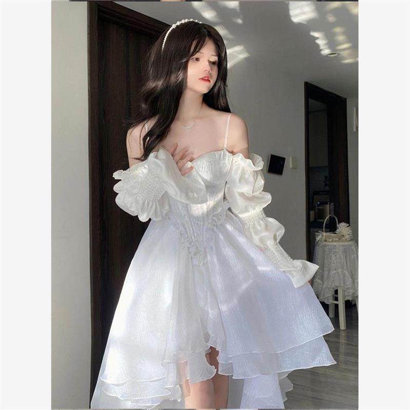 法国女儿的白色吊带公主裙洛丽塔2025新设计单肩大裙裙,淘宝优惠券,粉丝福利购,淘宝优惠卷