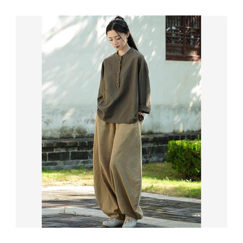 太极服女2025新款八段锦练功服装太极裤太极拳男款棉麻武术表演服,淘宝优惠券,粉丝福利购,淘宝优惠卷