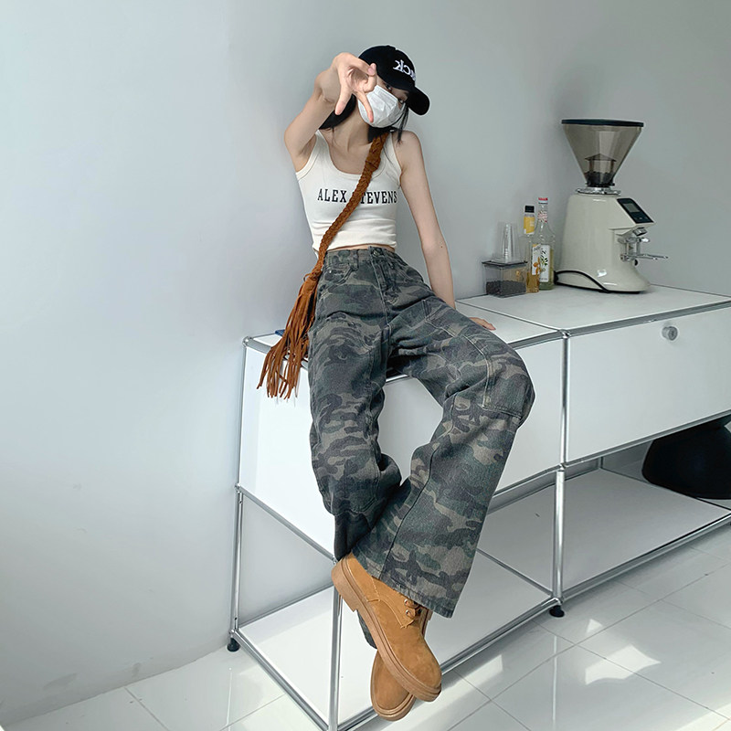 oroi2022新款美式复古女街头阔腿裤 oroi牛仔裤