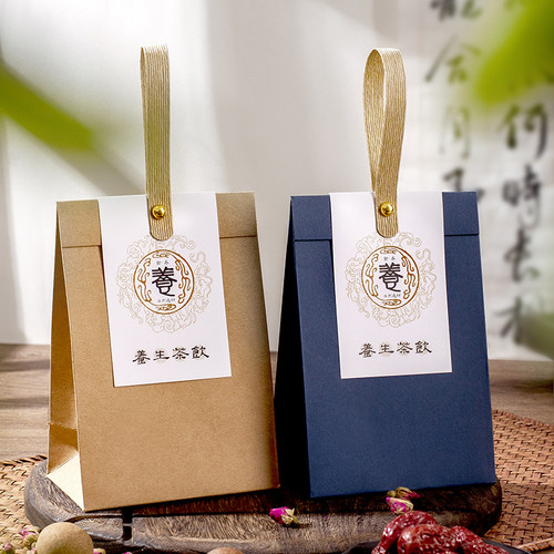 养生茶饮包装袋牛皮纸袋中药茶饮礼品手提袋国风花茶小纸袋可定制 - 图1