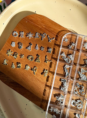 圣诞合金款美甲饰品组合立体花环雪花铃铛金银色diy穿戴甲指甲钻