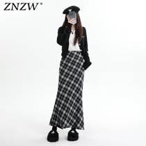 ZNZW Retro Gale Salmon Tail Skirt Woman 2023 new autumn and winter medium long dress slim fit for height waist a half body dress