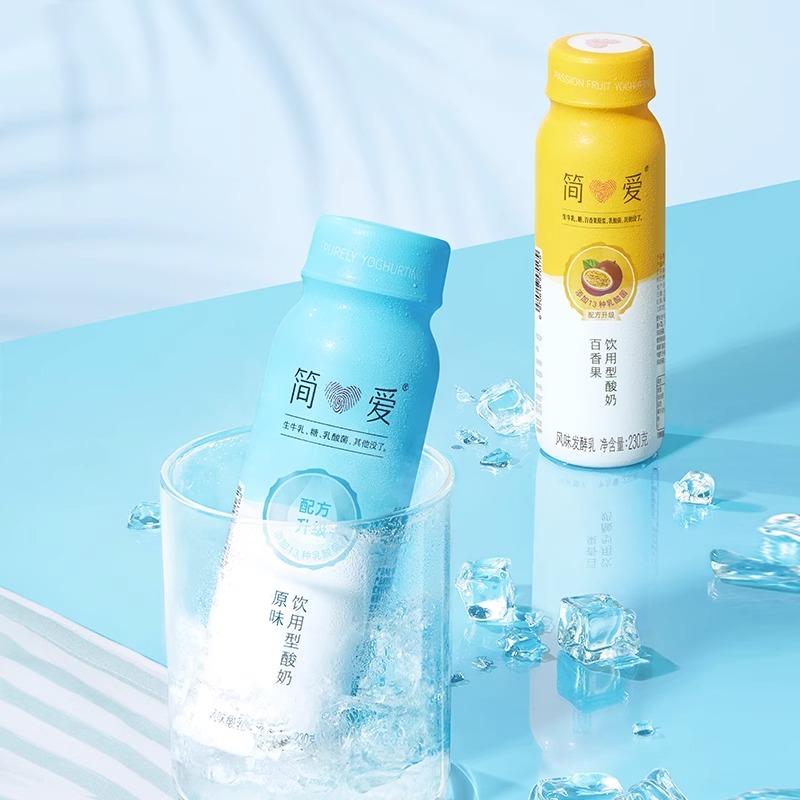 京东包邮!简爱水果裸酸奶原味百果饮用酸牛奶230g6瓶早餐奶无添加