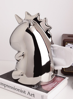 贝汉美独角兽纸巾盒软装家居客厅桌面装饰品轻奢感装饰品摆件