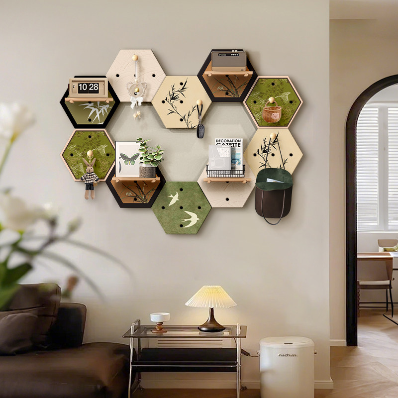 Solid wood entrance door hole board storage rack