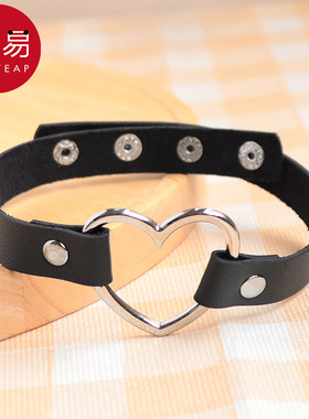 项圈颈带AC1sq801-心形款项圈锁骨链短款简约个性黑色朋克风