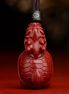 保真正品原矿朱砂龙龟吊坠男女款龙头龟挂件项链饰品本命年护身符