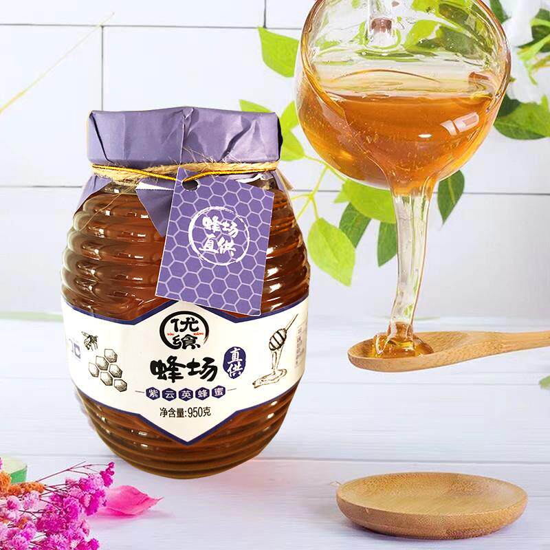 直供优飨500g蜂蜜紫云英百花土蜂蜜营养早餐玻璃瓶零食小吃食品临