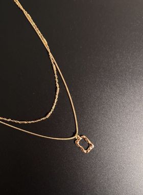 双层衣毛衣链女轻奢小众高级设计感几何项链2025年新款锁骨链配饰