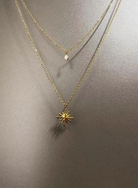 中古恶魔之眼太阳罗盘项链复古欧美个性时尚独特小众多层气质锁骨