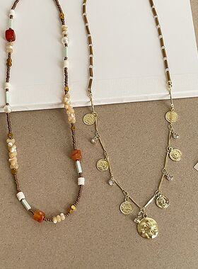 新中式串珠波西米亚风叠戴复古项链女轻奢潮流时尚百搭颈链锁骨链