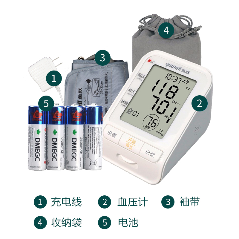 鱼跃电子血压计臂式高精准血压测量仪自动智能血压测量家用YE655B-图3