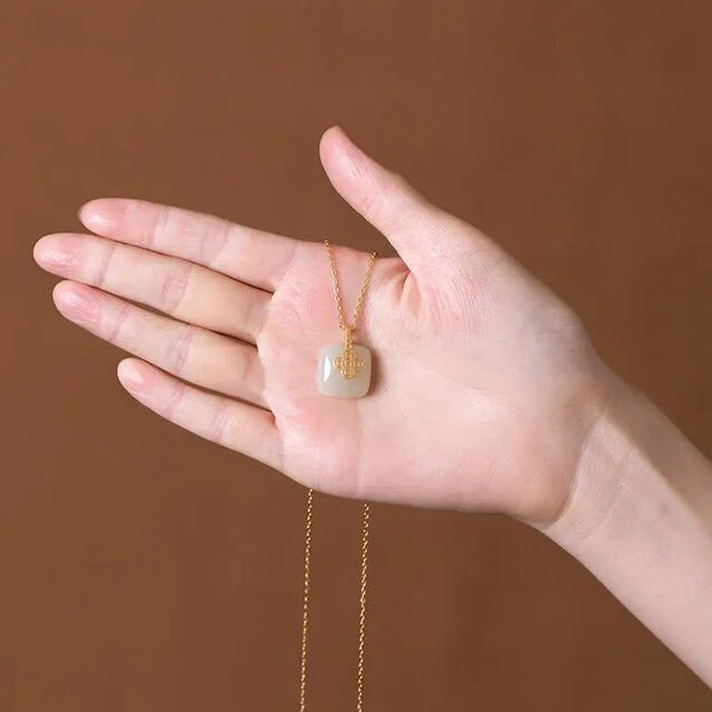 Gilt white jade creative trendy versatile coin pendant