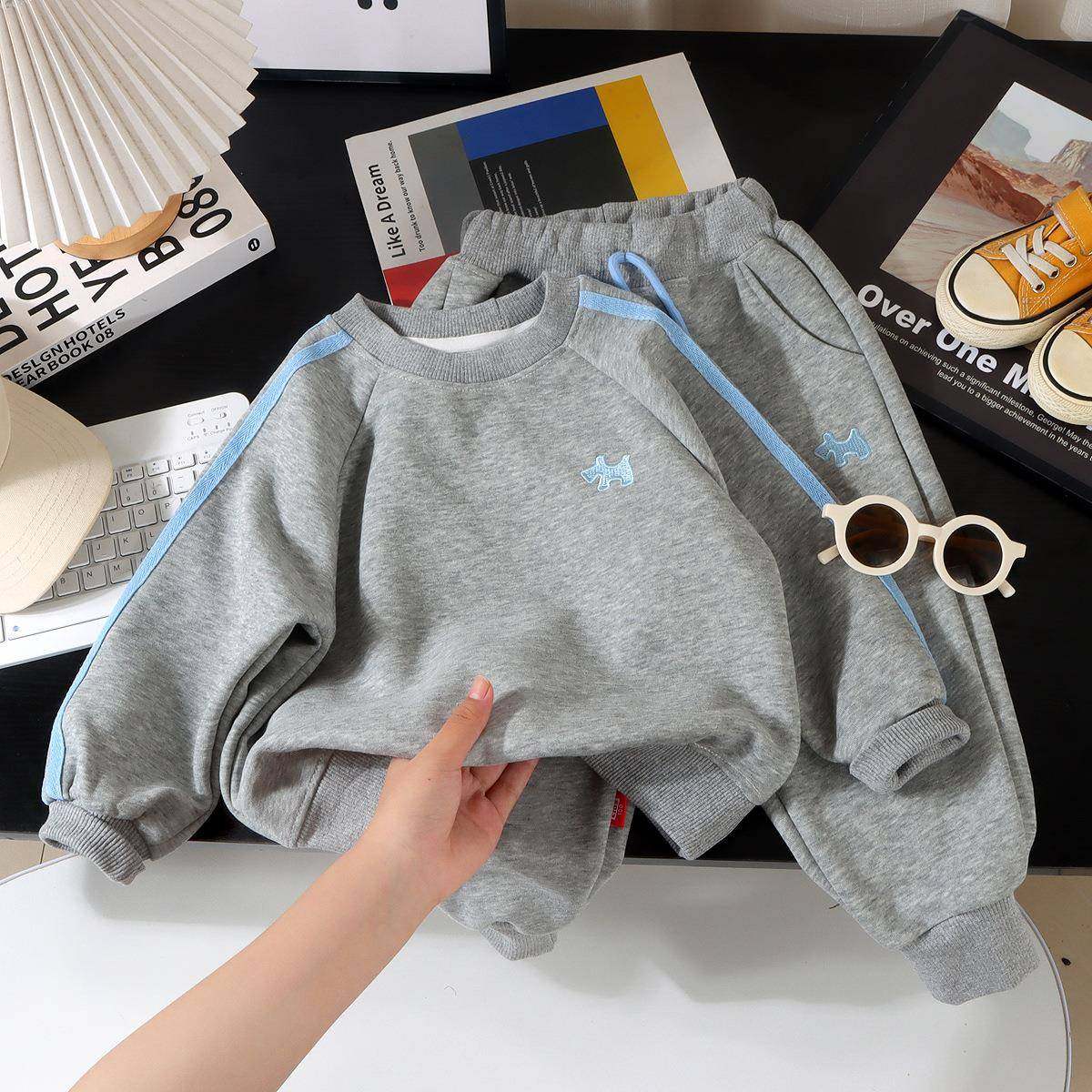 韩版春秋新款儿童套装2025时尚男女儿童卫衣套装儿童春季运动童装,淘宝优惠券,粉丝福利购,淘宝优惠卷