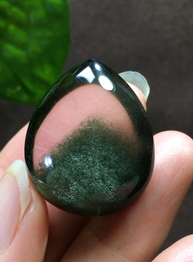 天然绿幽灵吊坠聚宝盆金字塔摆件