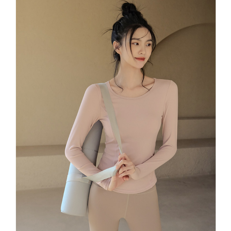 Ackdcs带胸垫长袖瑜伽服女性感网纱普拉提上衣专业运动健身衣秋冬,淘宝优惠券,粉丝福利购,淘宝优惠卷