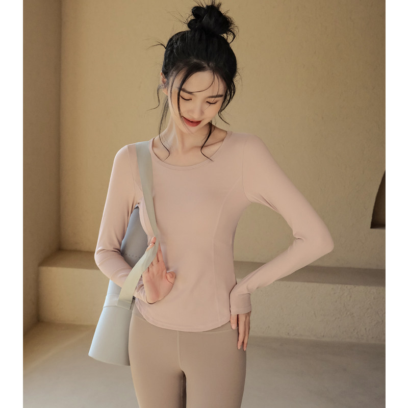 Ackdcs带胸垫长袖瑜伽服女性感网纱普拉提上衣专业运动健身衣秋冬,淘宝优惠券,粉丝福利购,淘宝优惠卷