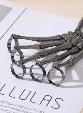 欧美跨境亚马逊热销手饰夸张金属骨骼骷髅连指手镯万圣节饰品批发