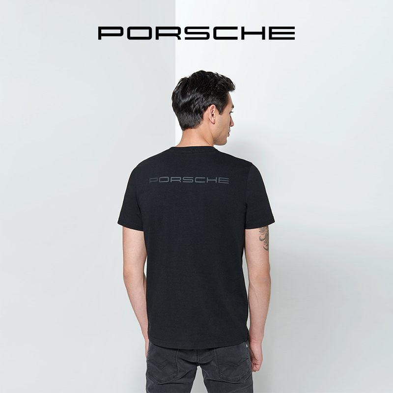 【官方正品】Porsche 保时捷 赛车车迷系列 男式T恤 黑色圆领 - 图0