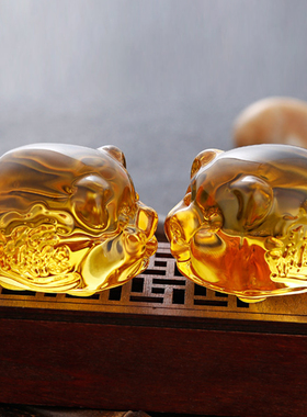 招财黄水晶小猪旺运亨通摆件