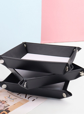 热转印皮革收纳盘可折叠空白PU皮革热升华首饰盘便携按扣展示托盘