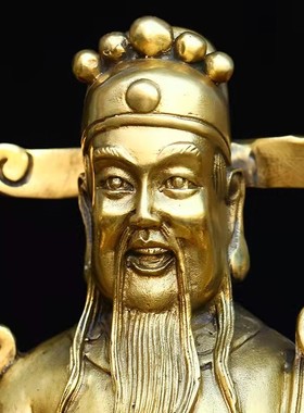 速发财神公摆件纯铜养路财神家用供五神像客厅爷司开业大号聚宝盆