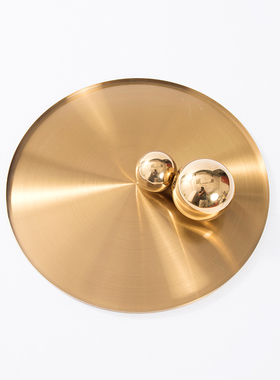 速发简时金不属锈钢托盘样板房软装饰品轻奢约尚客厅茶几摆件