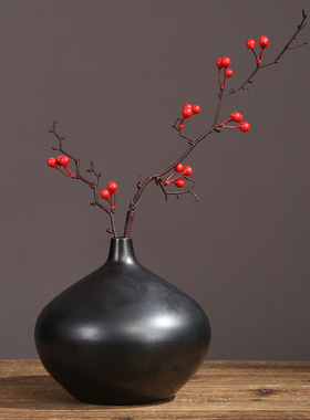 速发禅意新中花饰瓷式瓶插花花器简约干花客厅样板间餐桌软装陶品